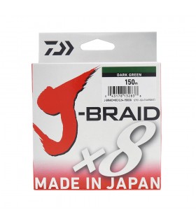 LINHA DE TRANÇADA DAIWA J-BRAID X8 150M VERDE ESCURO
