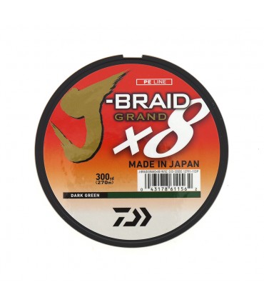 LINEA TRENZADA DAIWA J-BRAID GRAND X8 270 M VERDE OSCURO