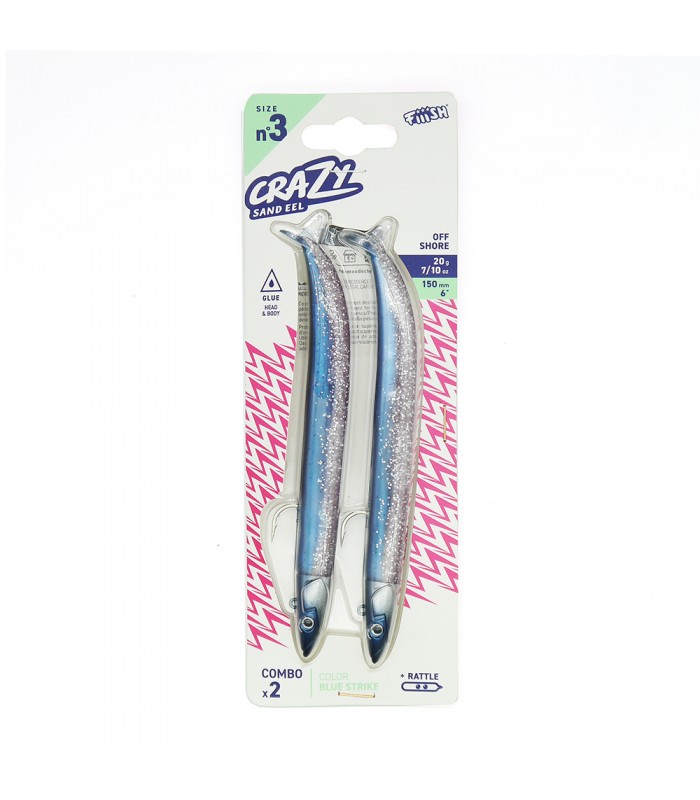 VINIL FIIISH CRAZY SAND EEL 15 CM -20 GRS DUPLO COMBO OFF SHORE