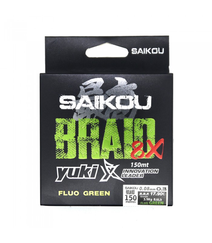 LINHA TRANÇADA YUKI SAIKOU 8X VERDE FLUORESCENTE 150 M.