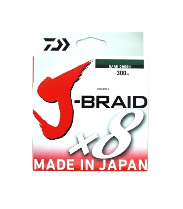 LINEA TRENZADA J-BRAID X8 300 M VERDE OSCURO DE DAIWA